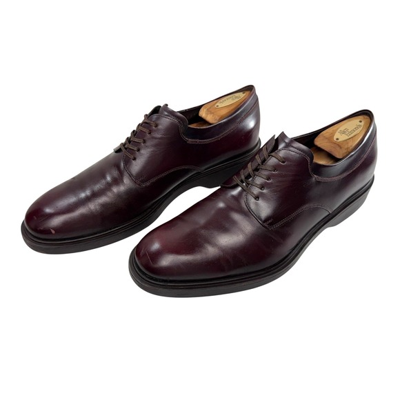 Salvatore Ferragamo Burgundy Leather Oxford Dress Shoes Men Size 8 2E WIDE Italy